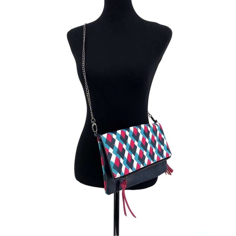 FOLDOVER Crossbody Purse Geometric Pink White Blue